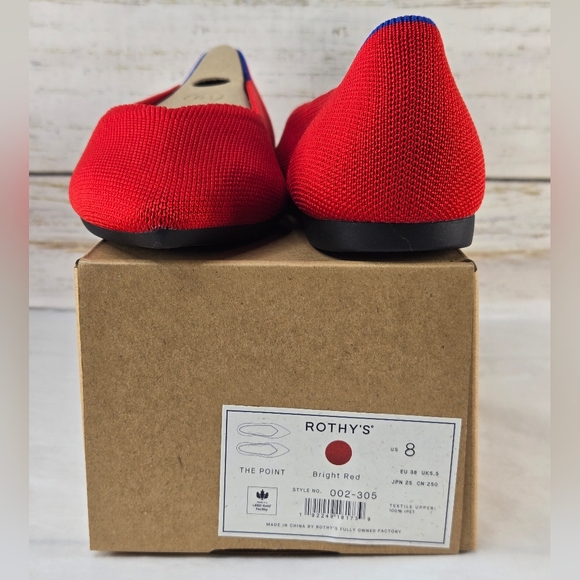Rothy's Ballet Flats Pointed Toe Bright Red Women's Size 8 - Picture 14 of 14